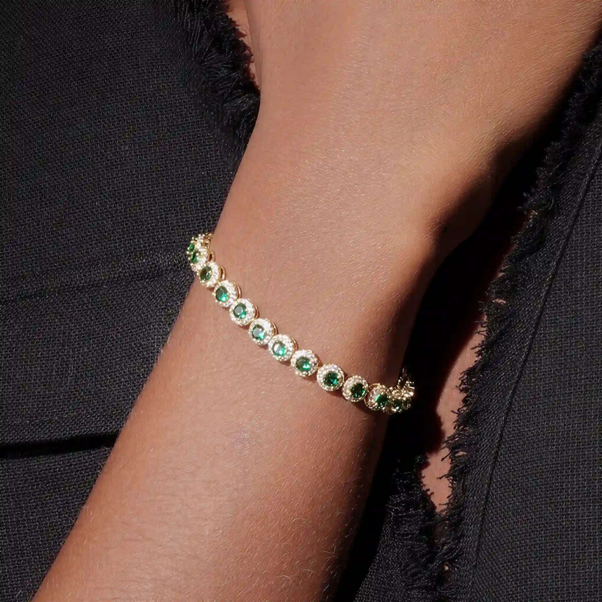 Brilliant Premium Gold-plated Emerald Bracelet