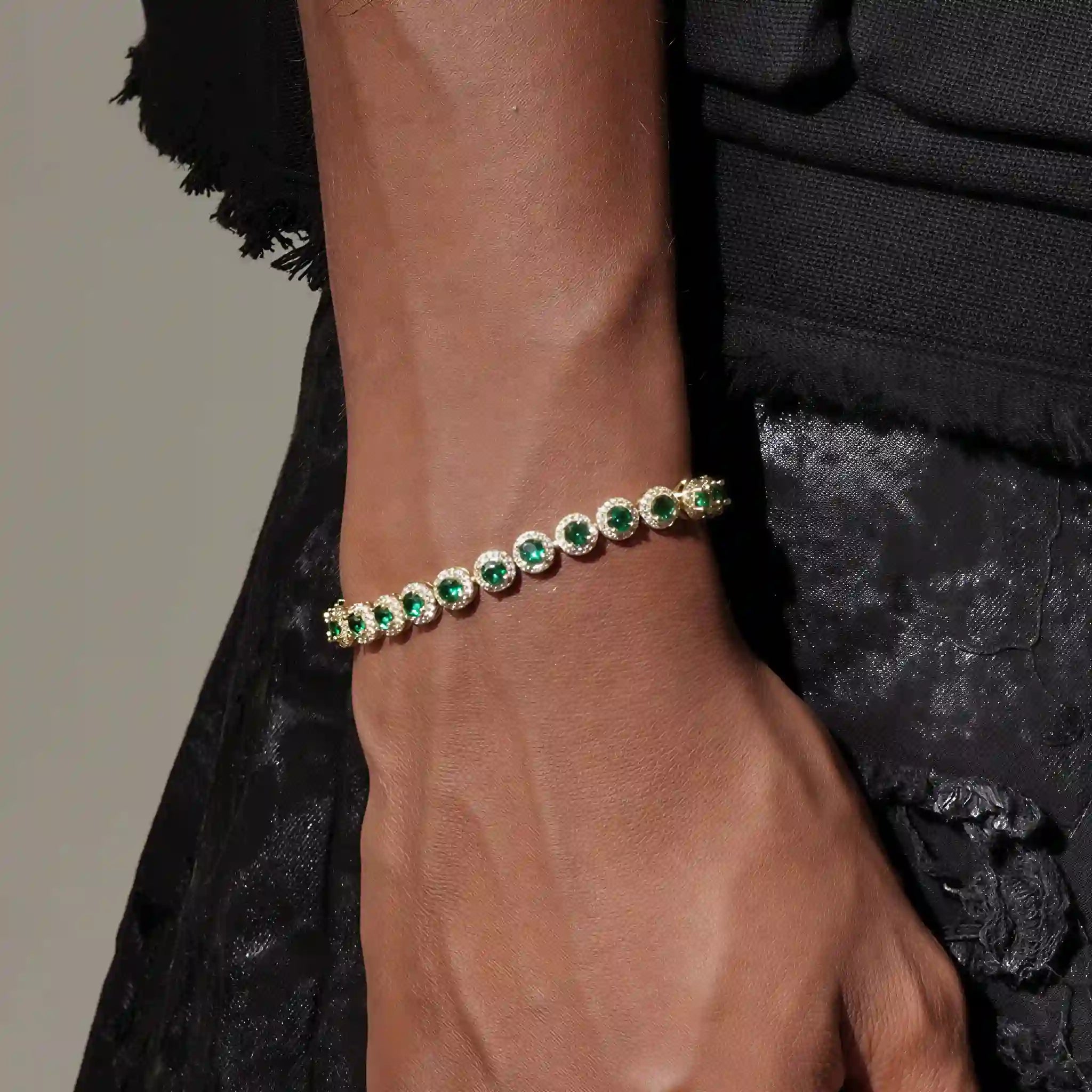 Brilliant Premium Gold-plated Emerald Bracelet