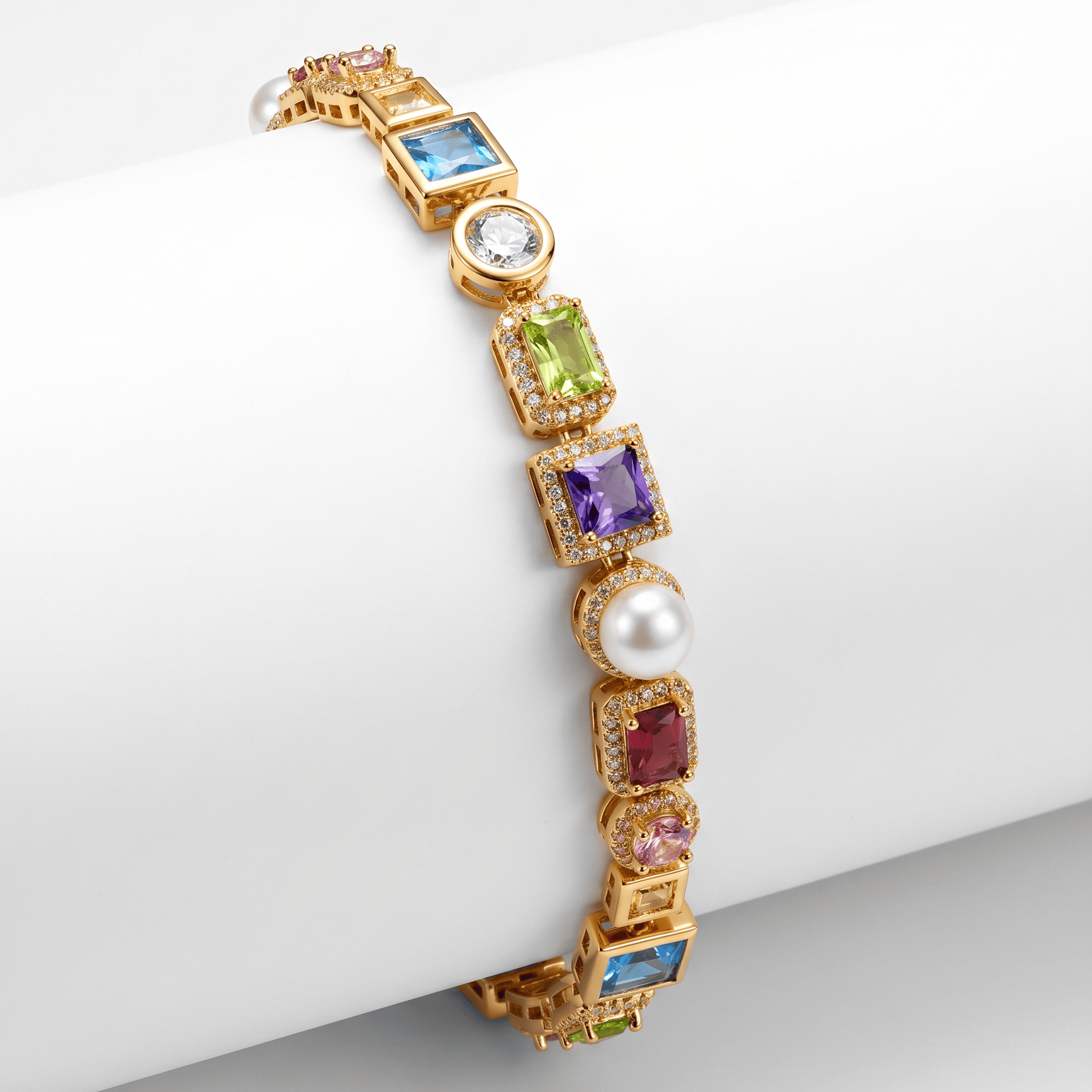 Colorful Zircon Bead Bracelet, Unisex, Hip-Hop Niche Design.