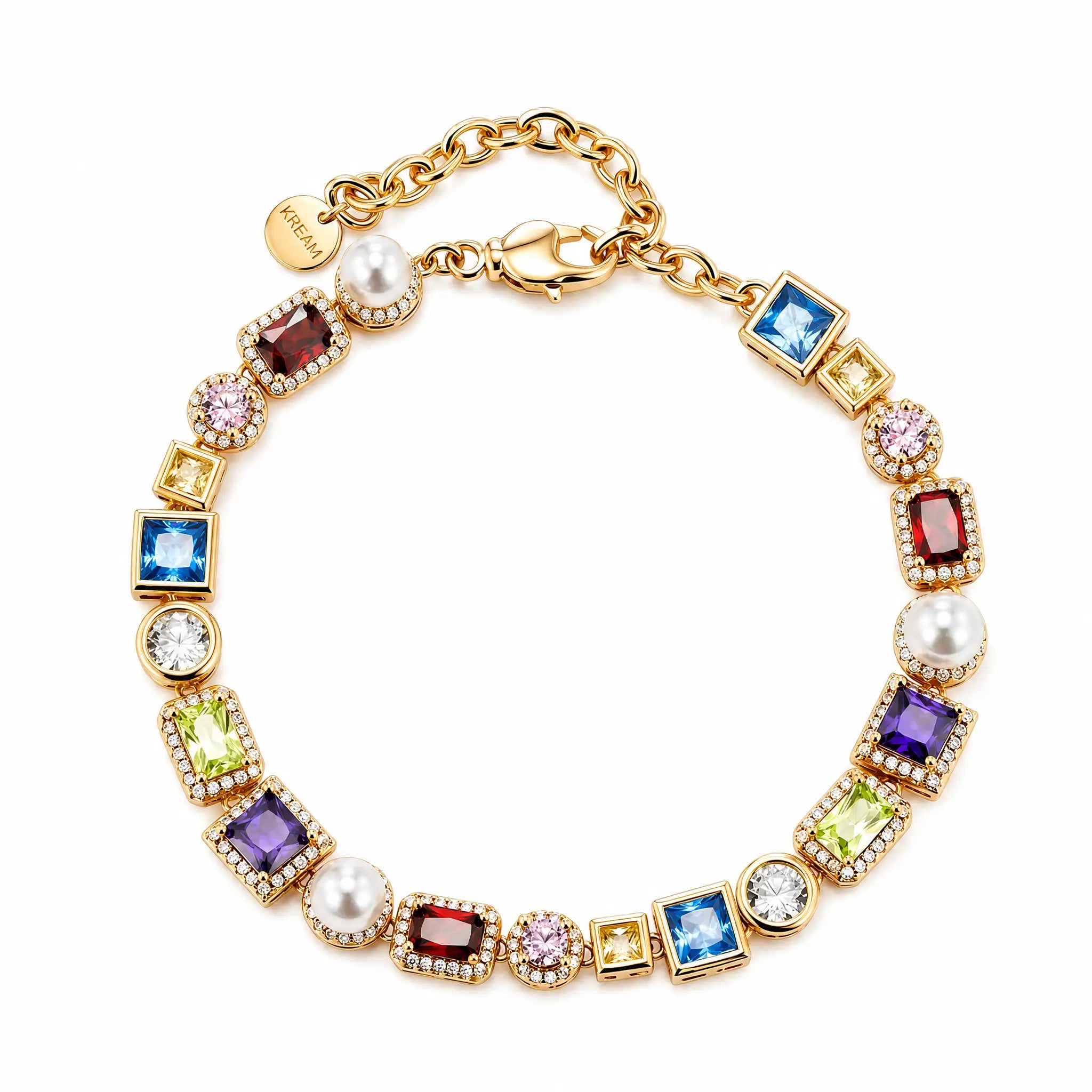 Colorful Zircon Bead Bracelet, Unisex, Hip-Hop Niche Design.