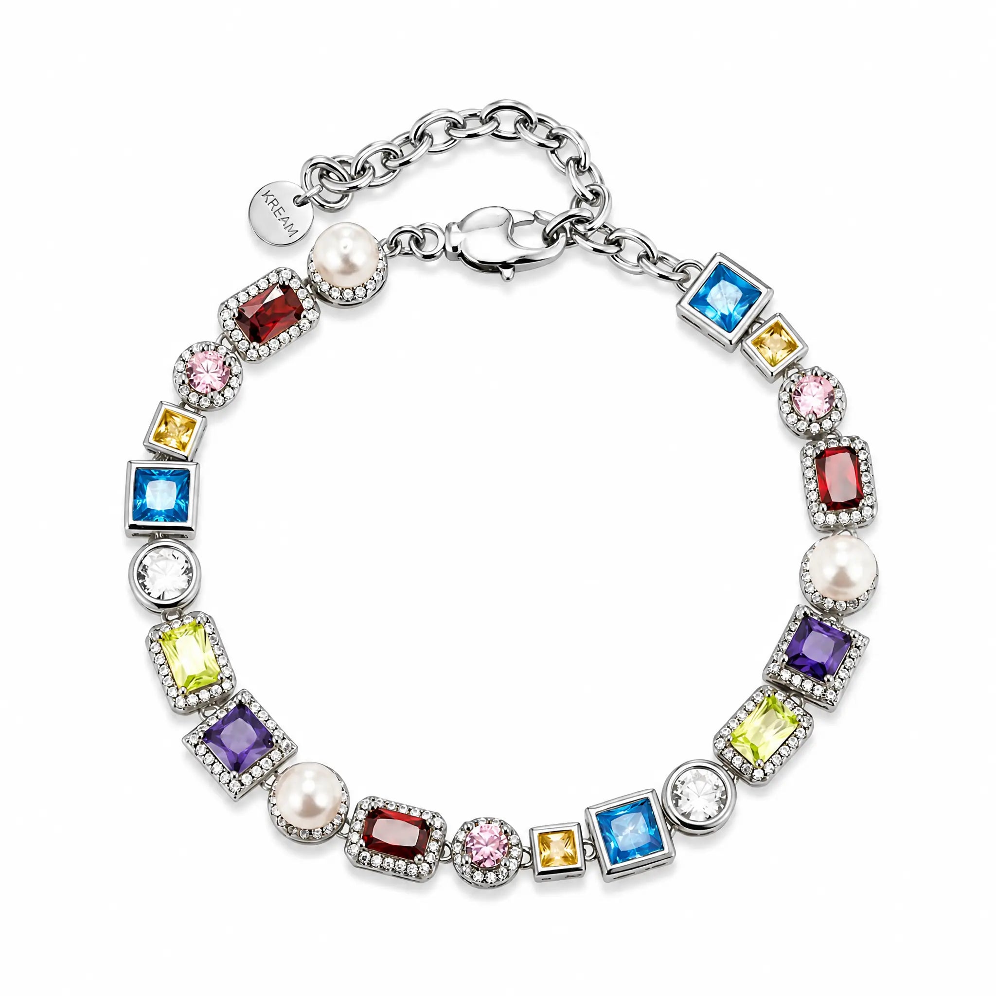 Colorful Zircon Bead Bracelet, Unisex, Hip-Hop Niche Design.