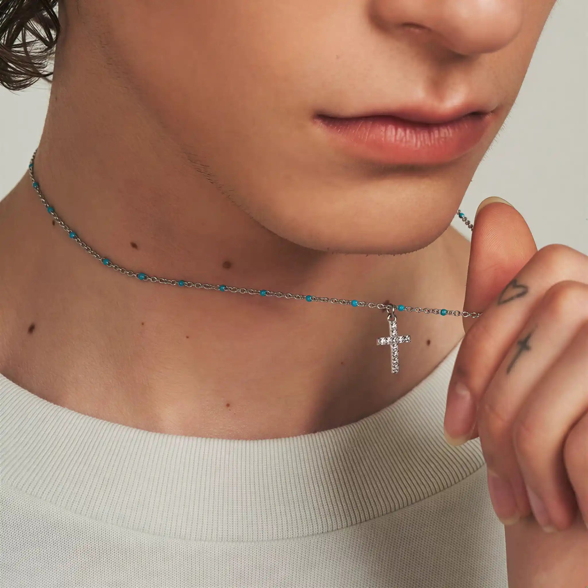 Sterling Silver Pavé Cross Pendant Necklace