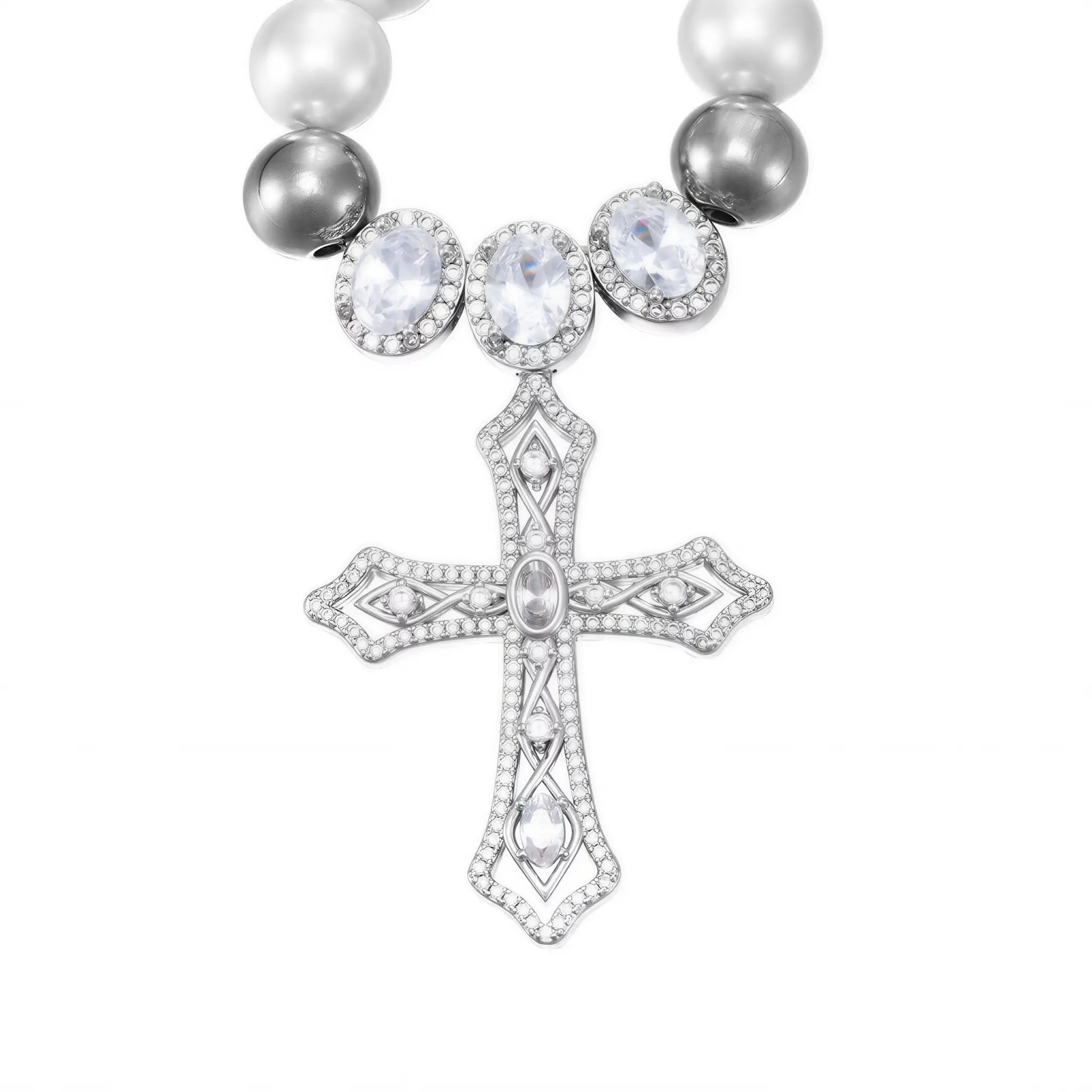 Teresa Pearl Cross Necklace