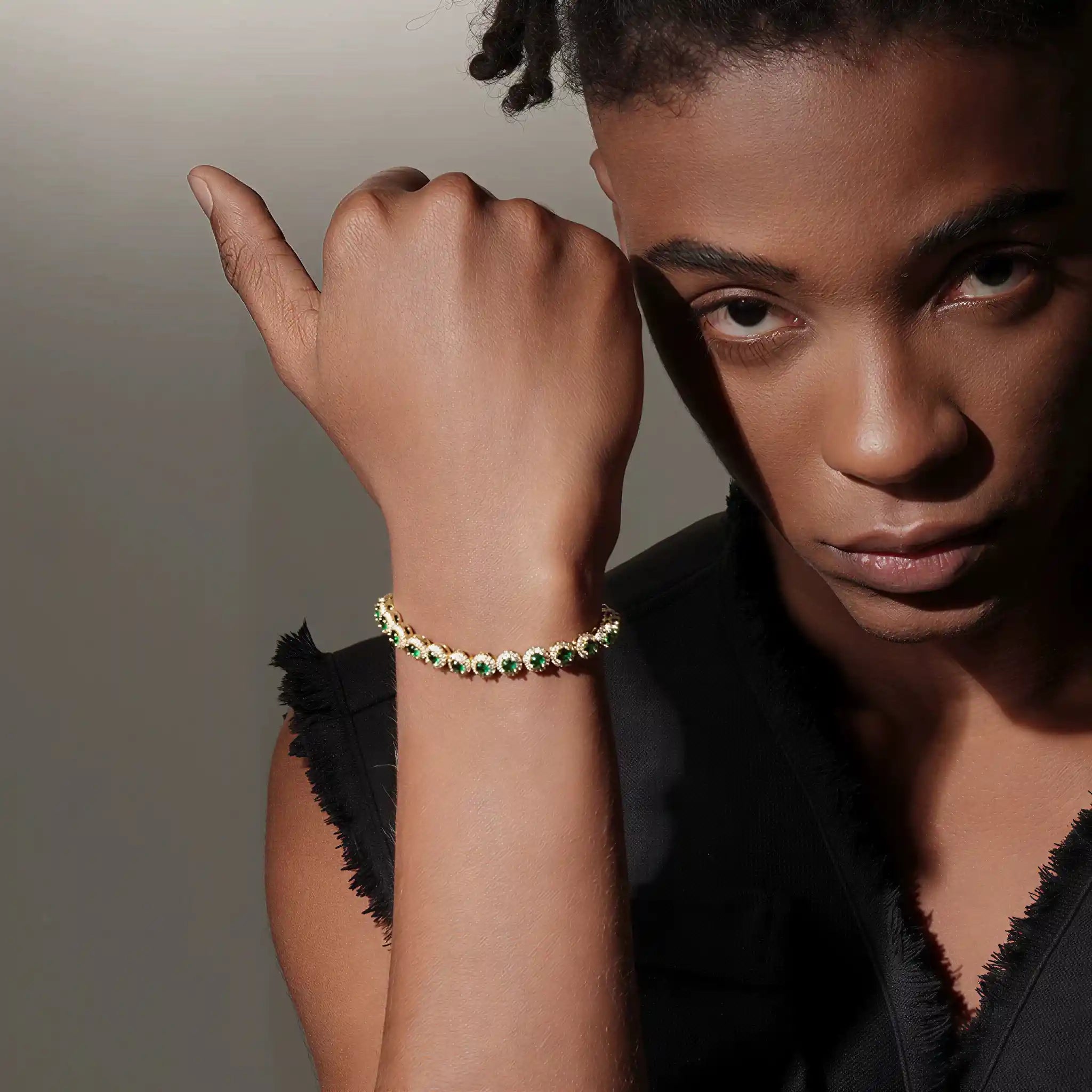Brilliant Premium Gold-plated Emerald Bracelet
