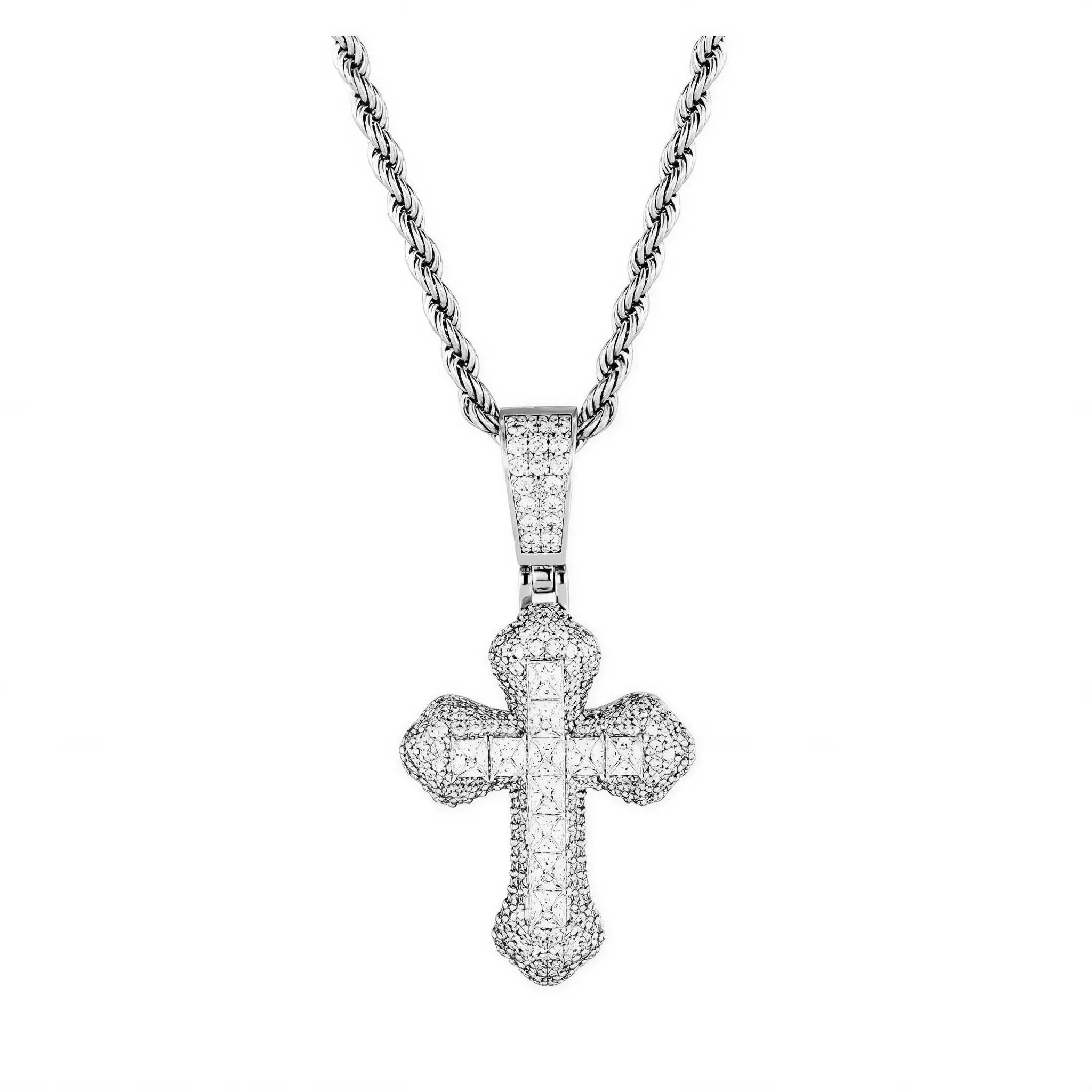 Scattered Starlight Pink Crystal Cross Necklace