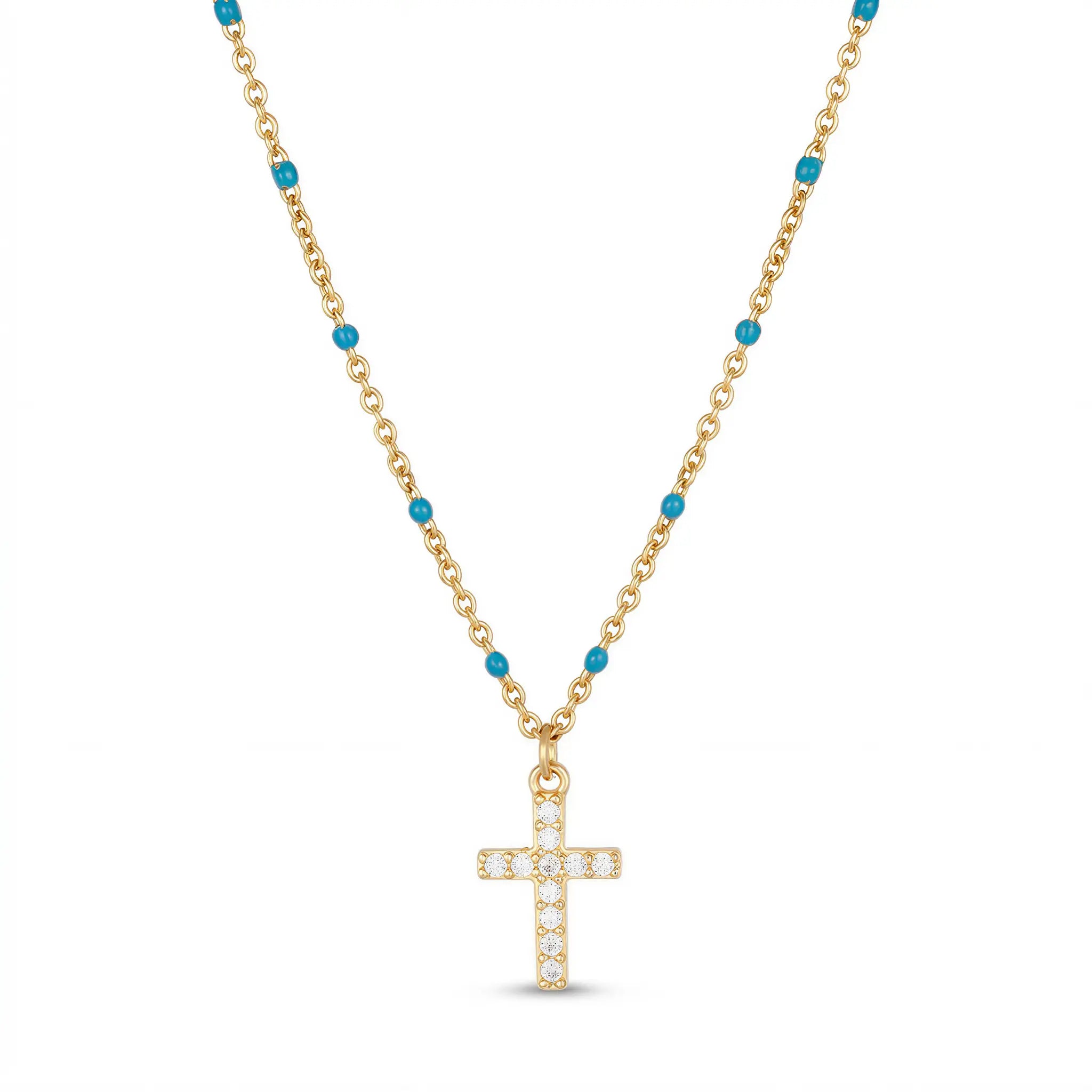 Sterling Silver Pavé Cross Pendant Necklace