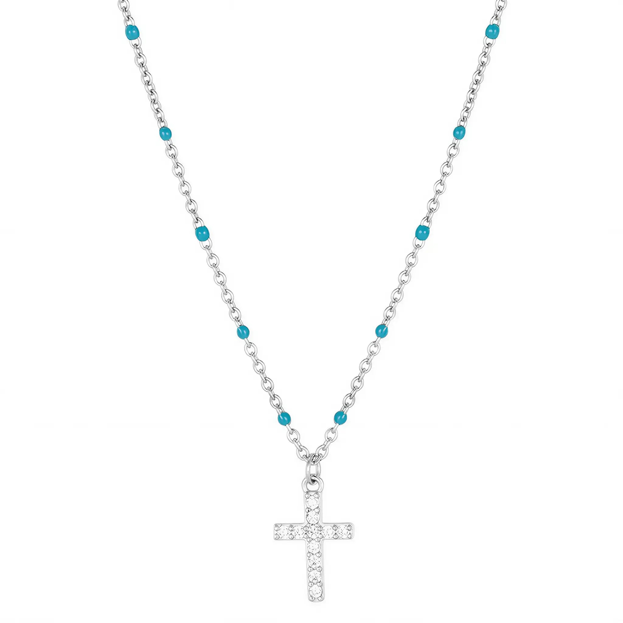 Sterling Silver Pavé Cross Pendant Necklace