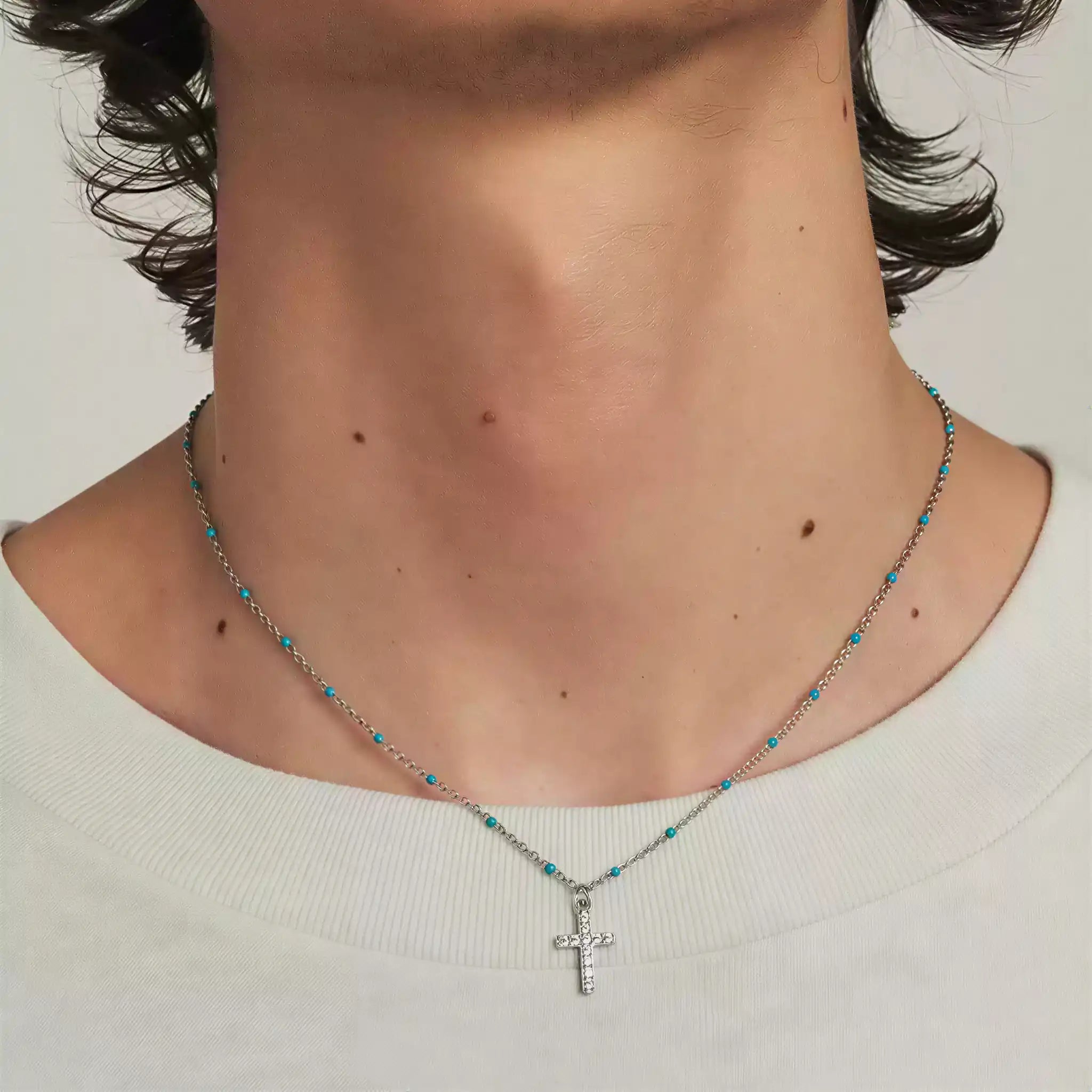 Sterling Silver Pavé Cross Pendant Necklace