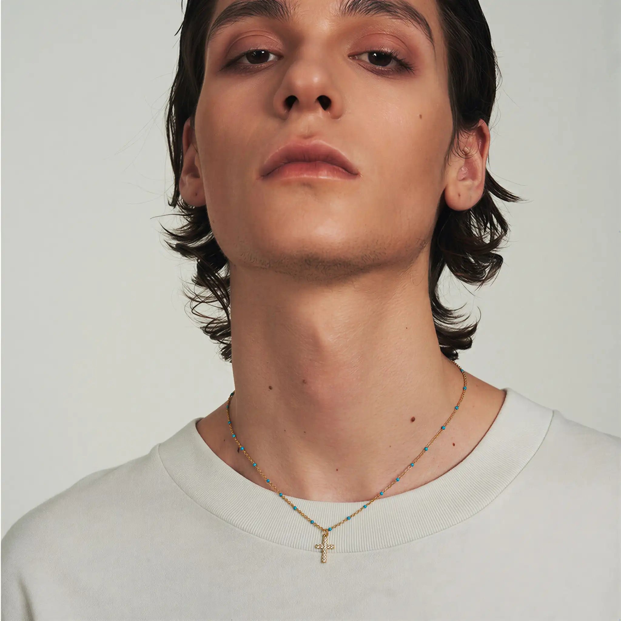 Sterling Silver Pavé Cross Pendant Necklace