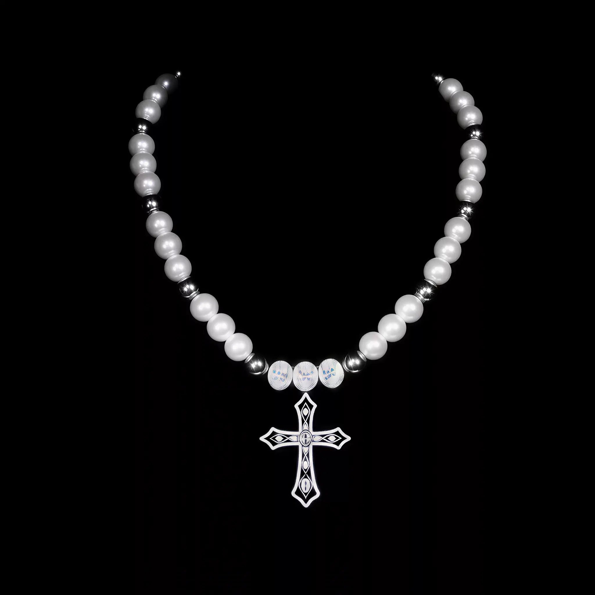 Teresa Pearl Cross Necklace