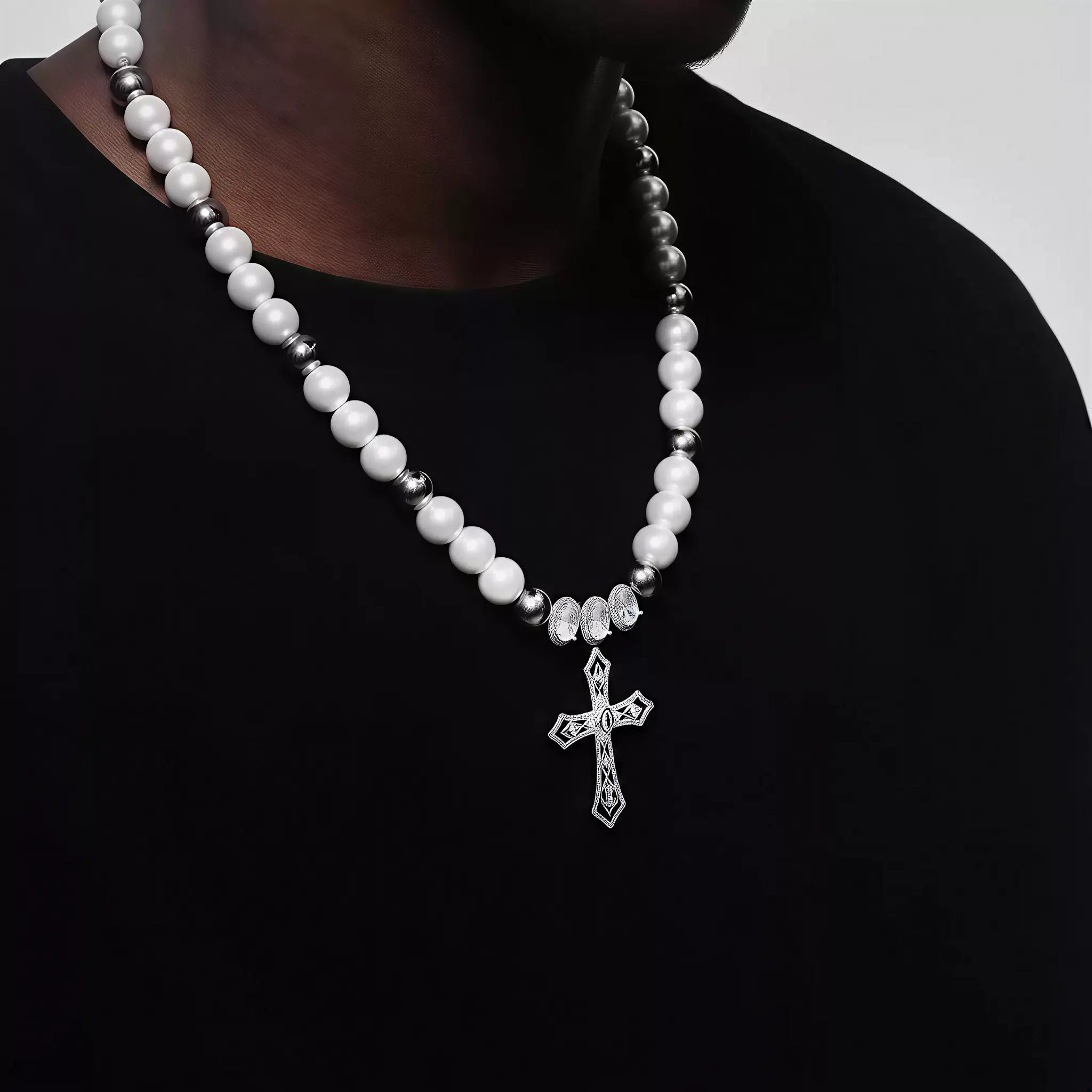 Teresa Pearl Cross Necklace