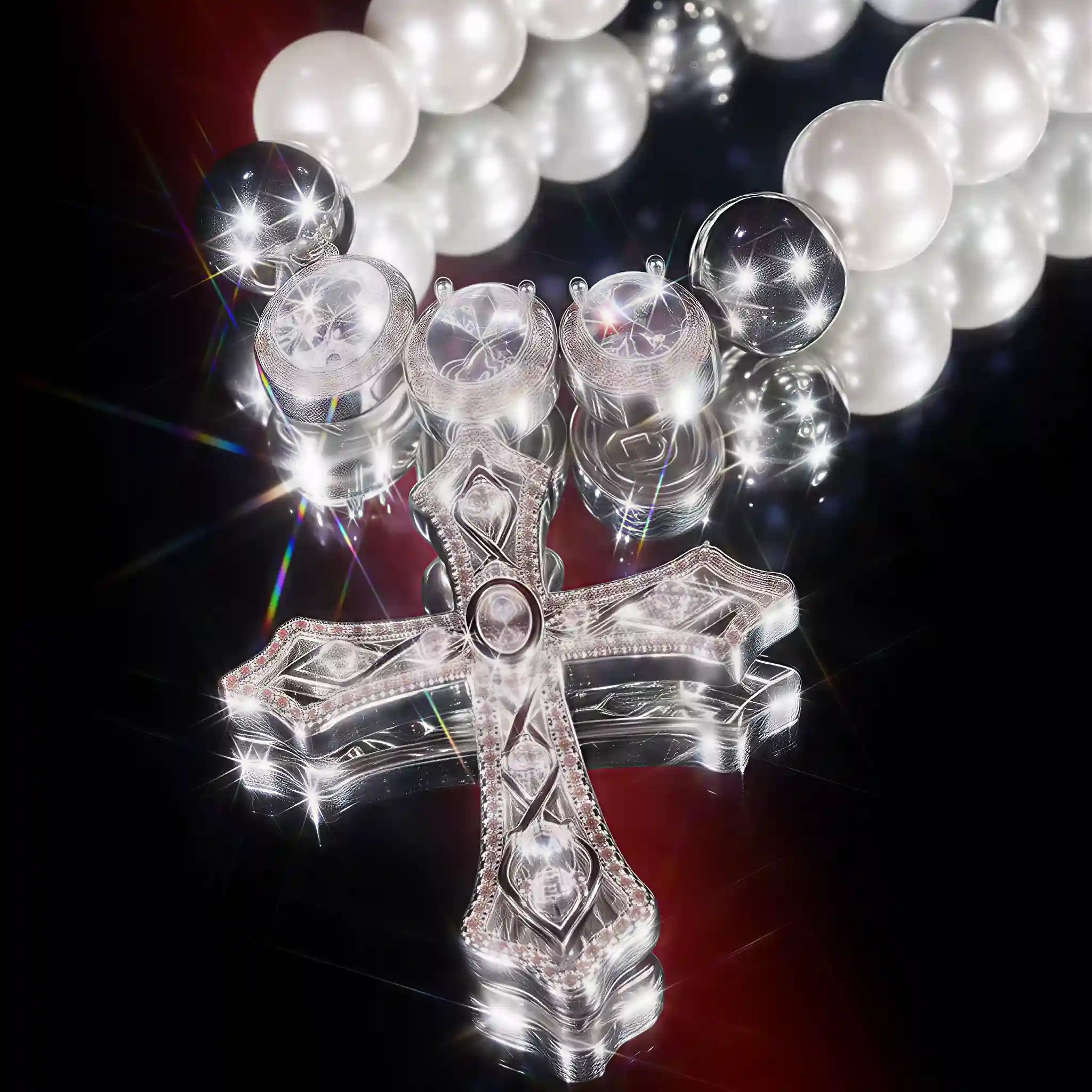 Teresa Pearl Cross Necklace