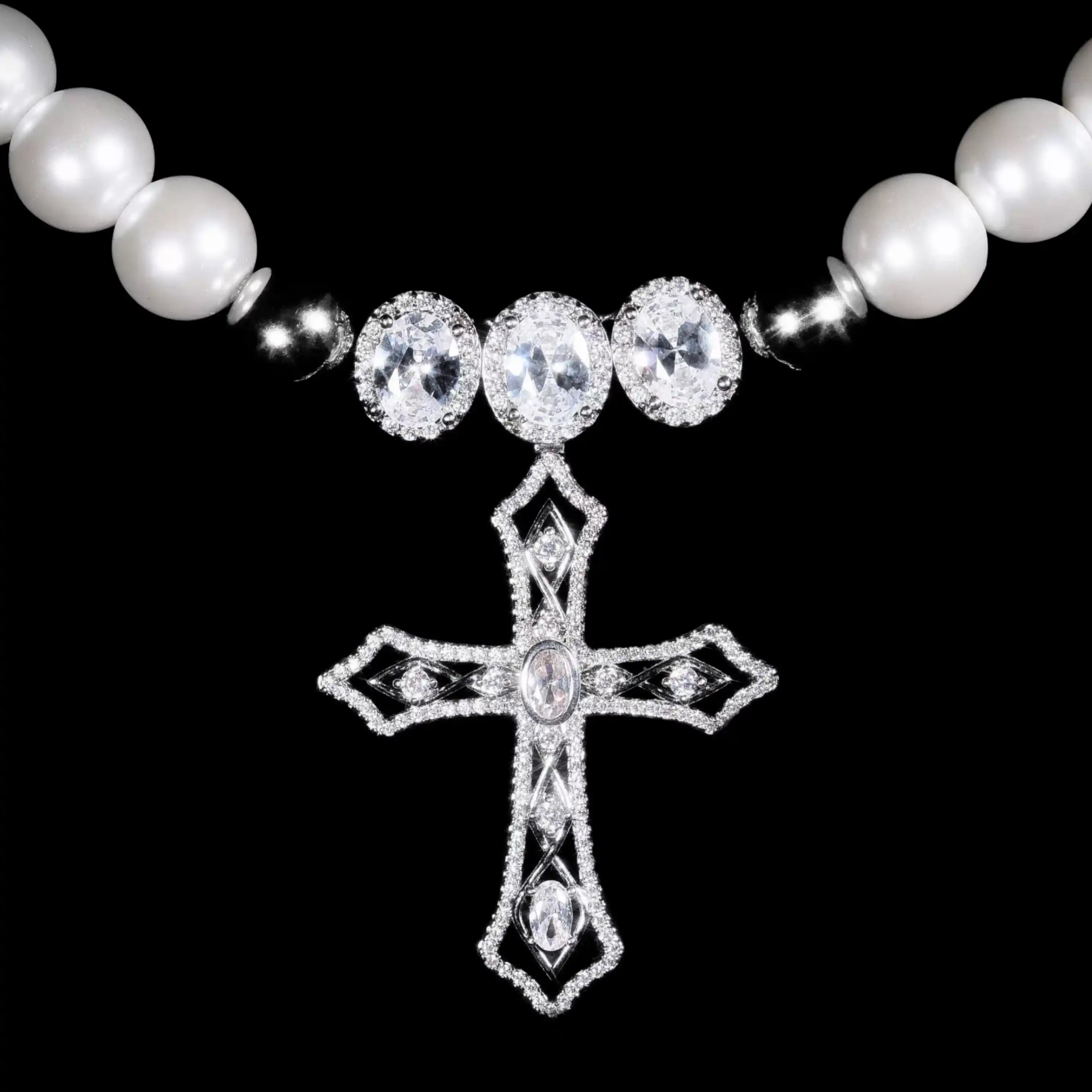 Teresa Pearl Cross Necklace